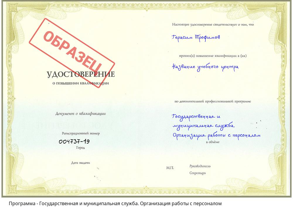 Государственная и муниципальная служба. Организация работы с персоналом Южно-Сахалинск