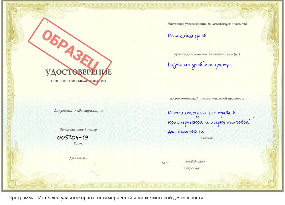 Интеллектуальные права в коммерческой и маркетинговой деятельности Южно-Сахалинск