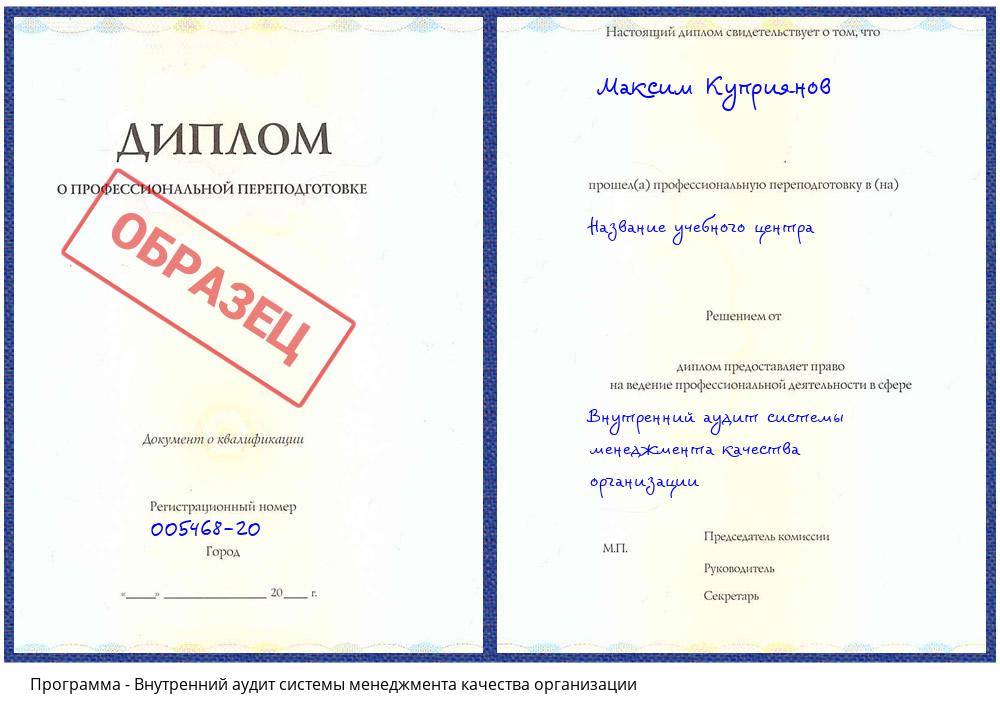 Внутренний аудит системы менеджмента качества организации Южно-Сахалинск