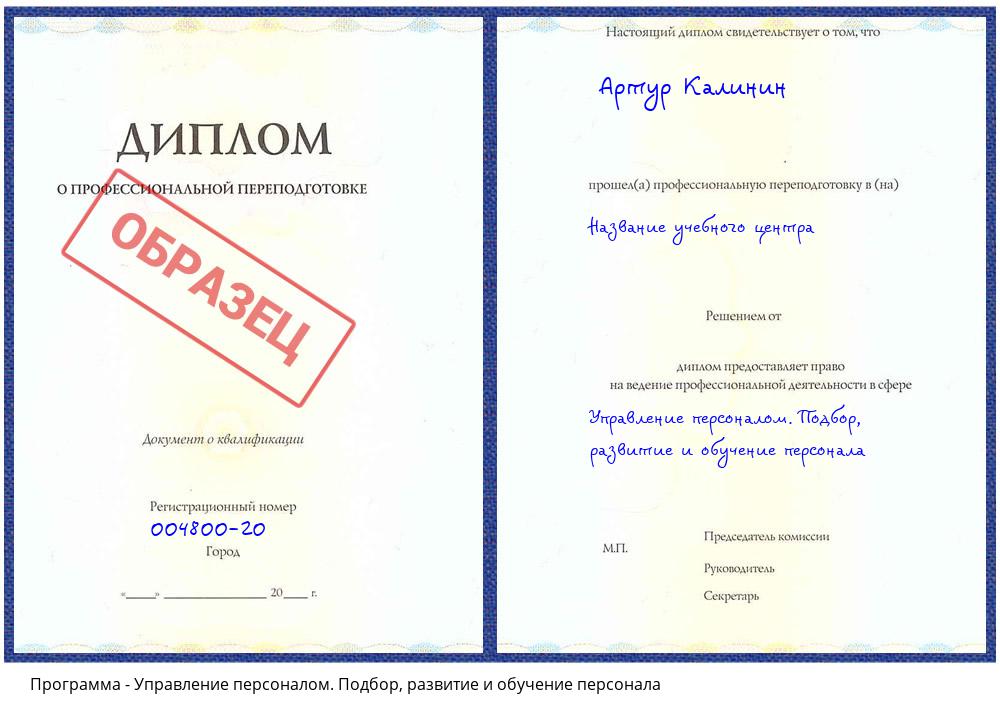Управление персоналом. Подбор, развитие и обучение персонала Южно-Сахалинск