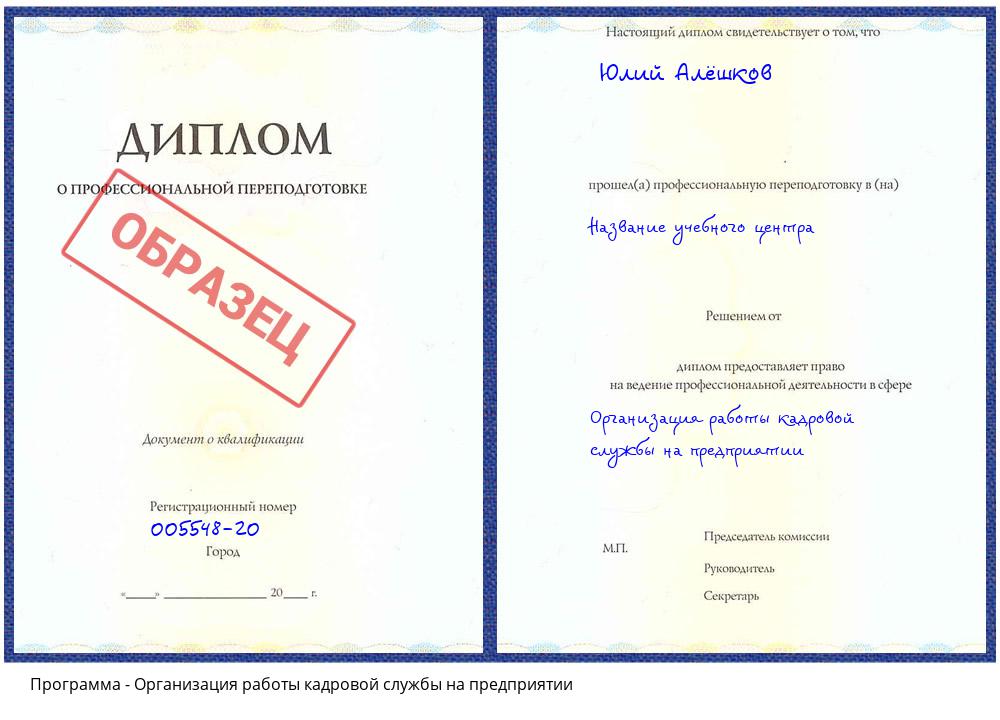 Организация работы кадровой службы на предприятии Южно-Сахалинск