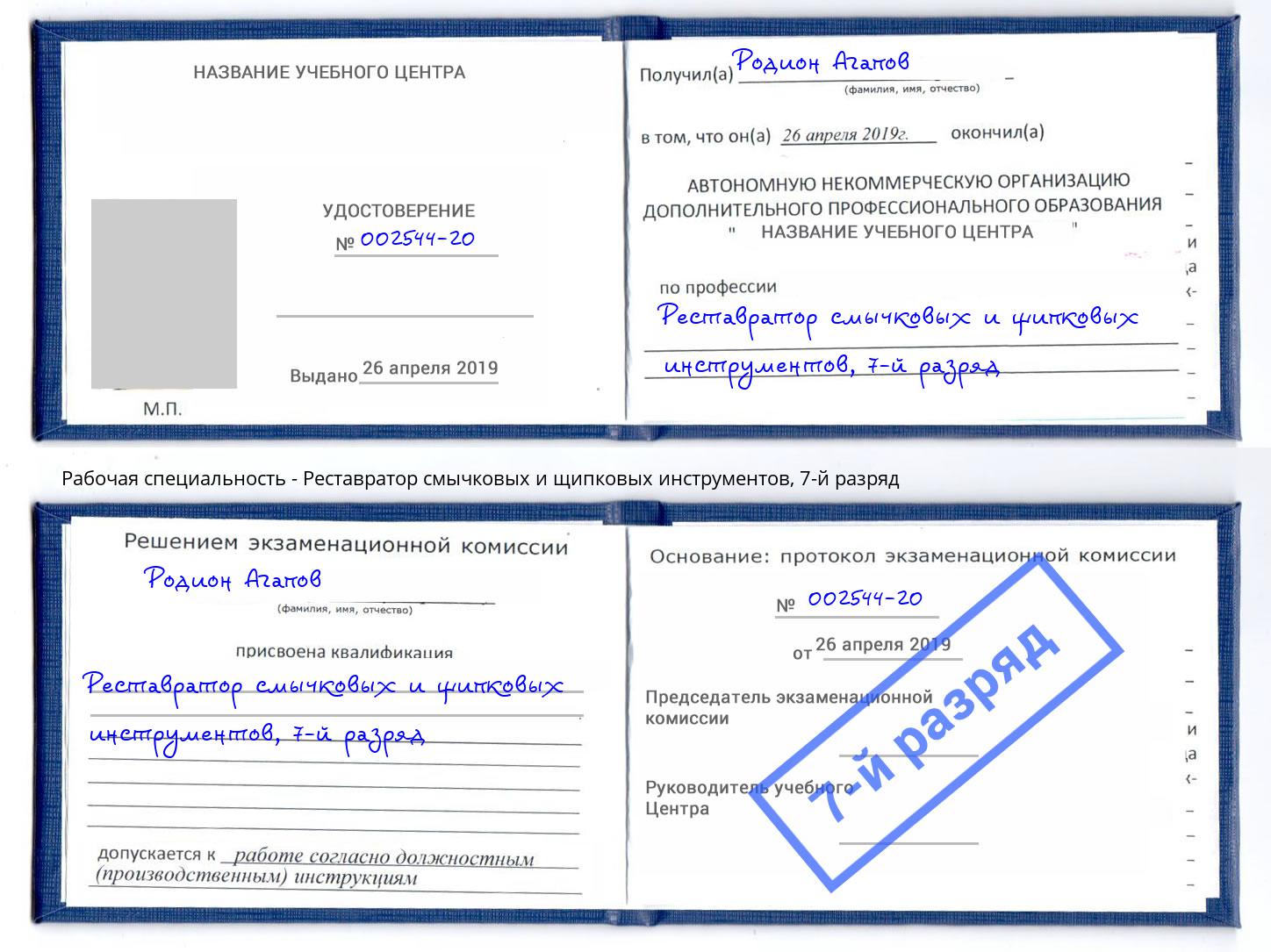 корочка 7-й разряд Реставратор смычковых и щипковых инструментов Южно-Сахалинск